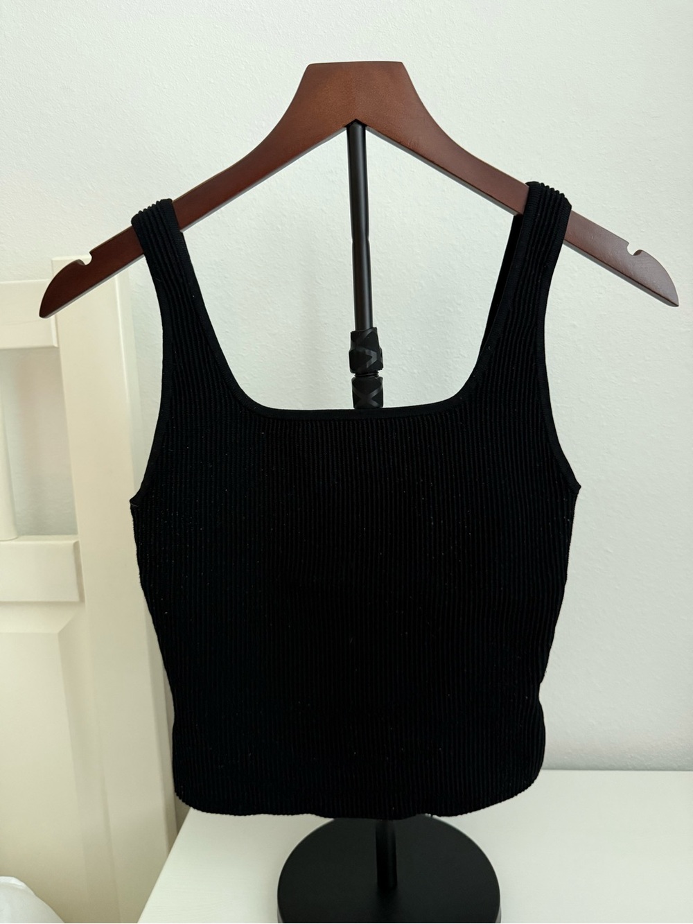 Aritzia Babaton Ribbed Square-Neck Tank Top - Black